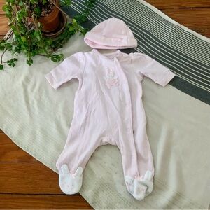 Little Me Pink Bunny Footie Outfit with Hat